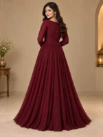 ডেমো অরুণিমা বারগান্ডি গাউন — পেছনের দৃশ্য