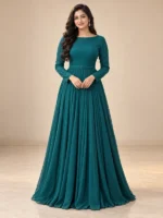 ডেমো সমুদ্রনীল টিল গাউন — সামনের দৃশ্য
