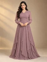 ডেমো পারিজাত ডাস্টি মভ গাউন — সামনের দৃশ্য