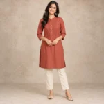 ডেমো মাটিরঙা টেরাকোটা কুর্তি — সামনের দৃশ্য