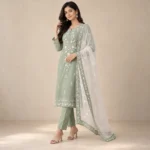 ডেমো স্নিগ্ধা সেজ সবুজ থ্রি পিস — তিন-চতুর্থাংশ দৃশ্য