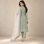 ডেমো স্নিগ্ধা সেজ সবুজ থ্রি পিস — পেছনের দৃশ্য